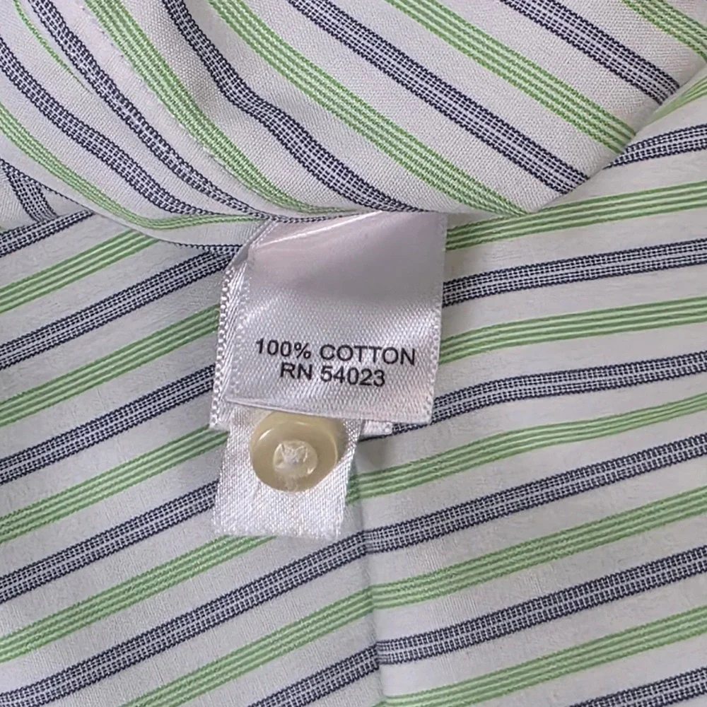 Banana Republic Non-Iron Classic Fit Shirt Men's L 16-16.5 Green Blue Striped